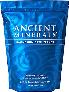 Ancient Minerals Magnesium Bath Flakes - Bathing Alternative to Epsom Salt - Soak in Natural Salts - High-Absorption Efficiency