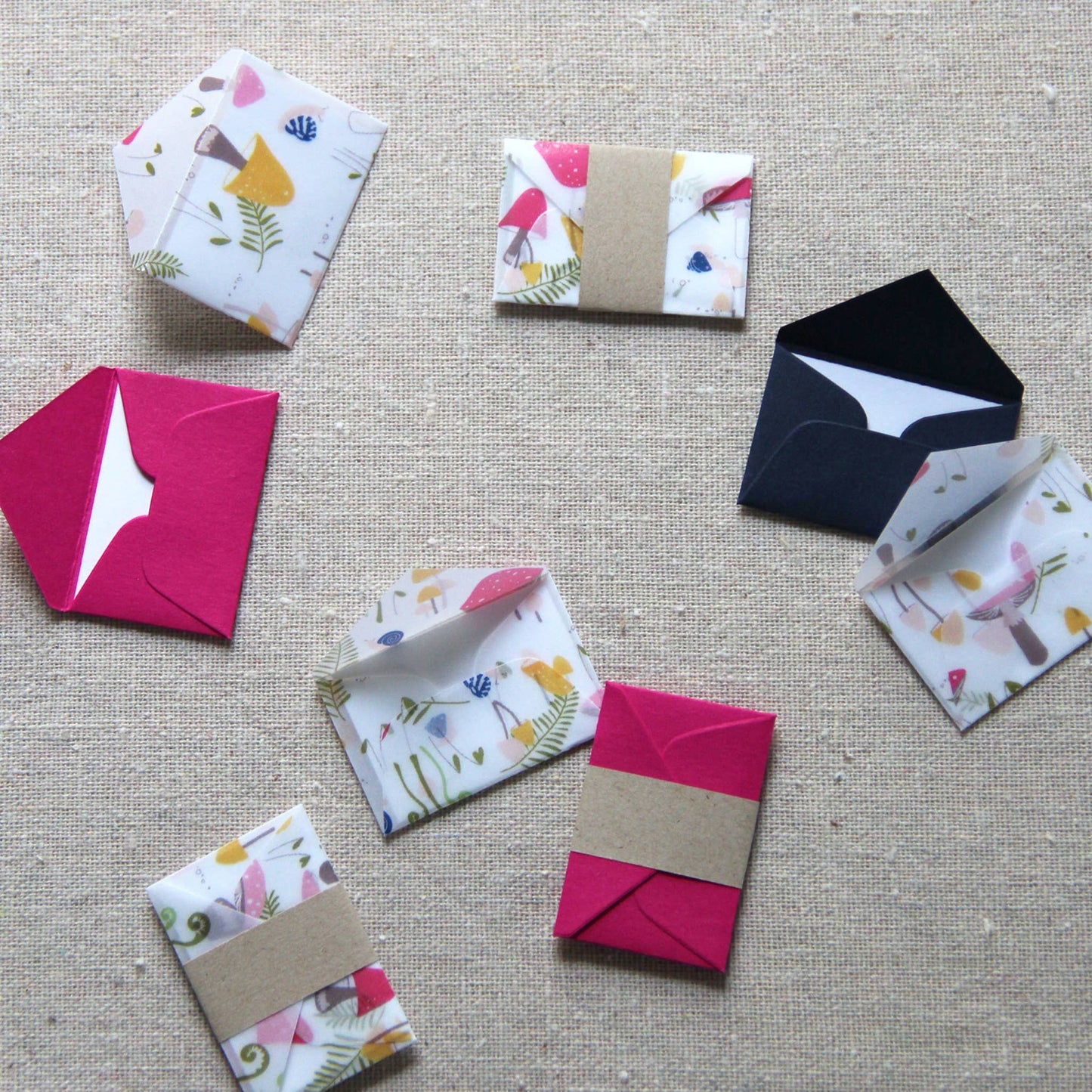 {Lemon Drop Papers} Tiny Loves Notes :: Set of 12 :: Mushroom Forest