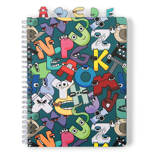ALPHABET LORE - ABCDE Tabbed Notebook (8.5" Notebook w/ Tabbed Dividers, 144 Pages)