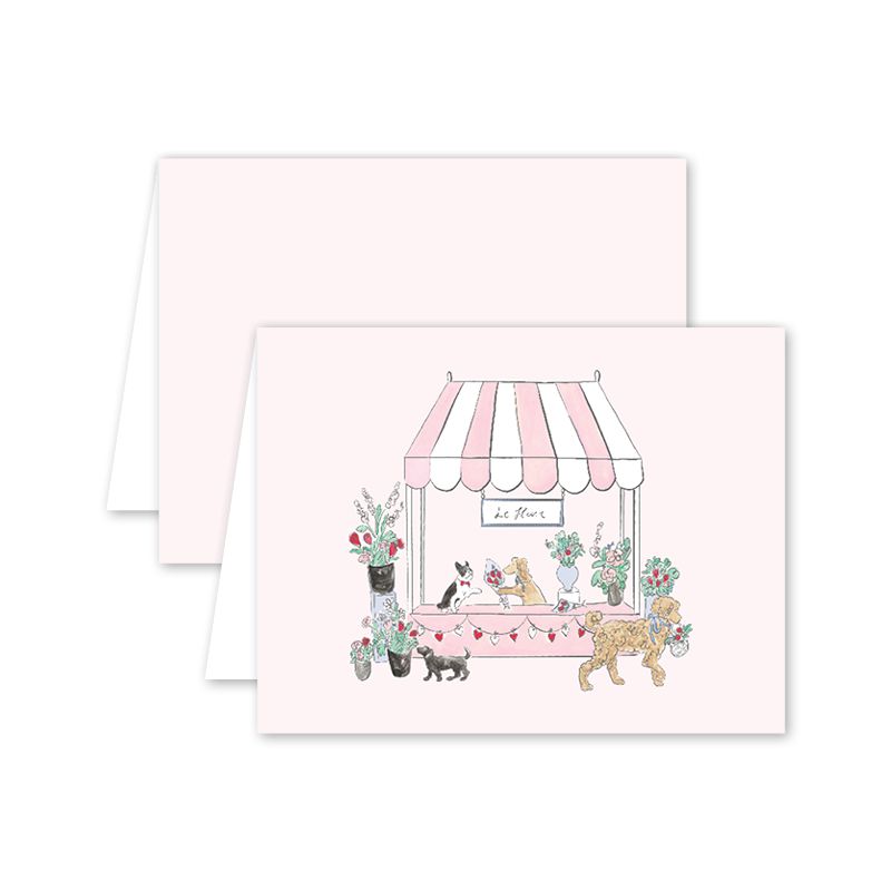 Lovely Blooms Pups Notecard Set