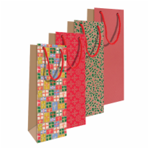 Kraft Gift Bag Bottle Christmas 12x