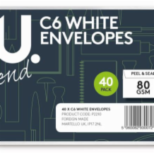 C White Envelopes 1x40pk
