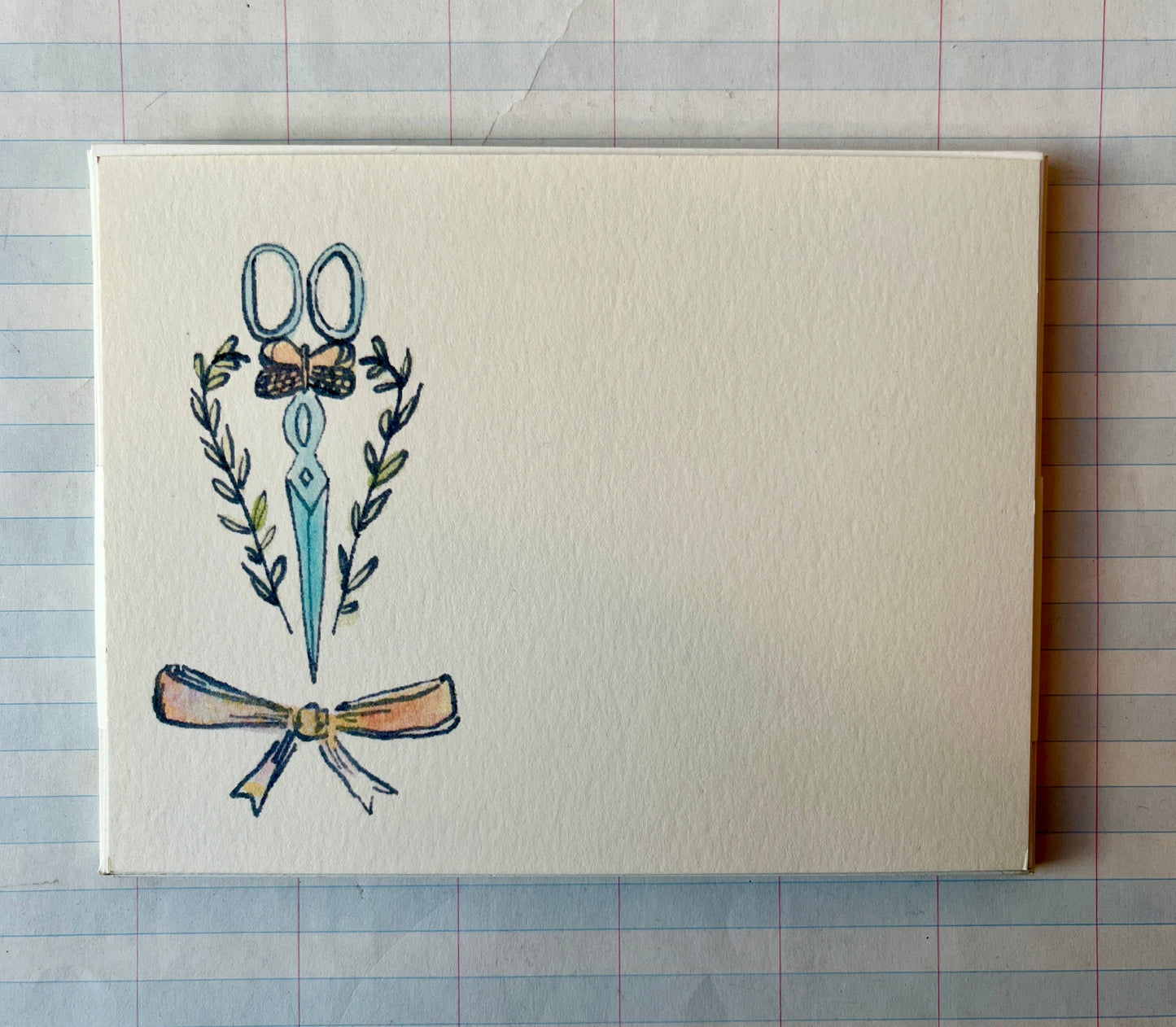 {Parcel} Flat Note Cards with Envelopes :: Watercolor Scissors :: Set of 8