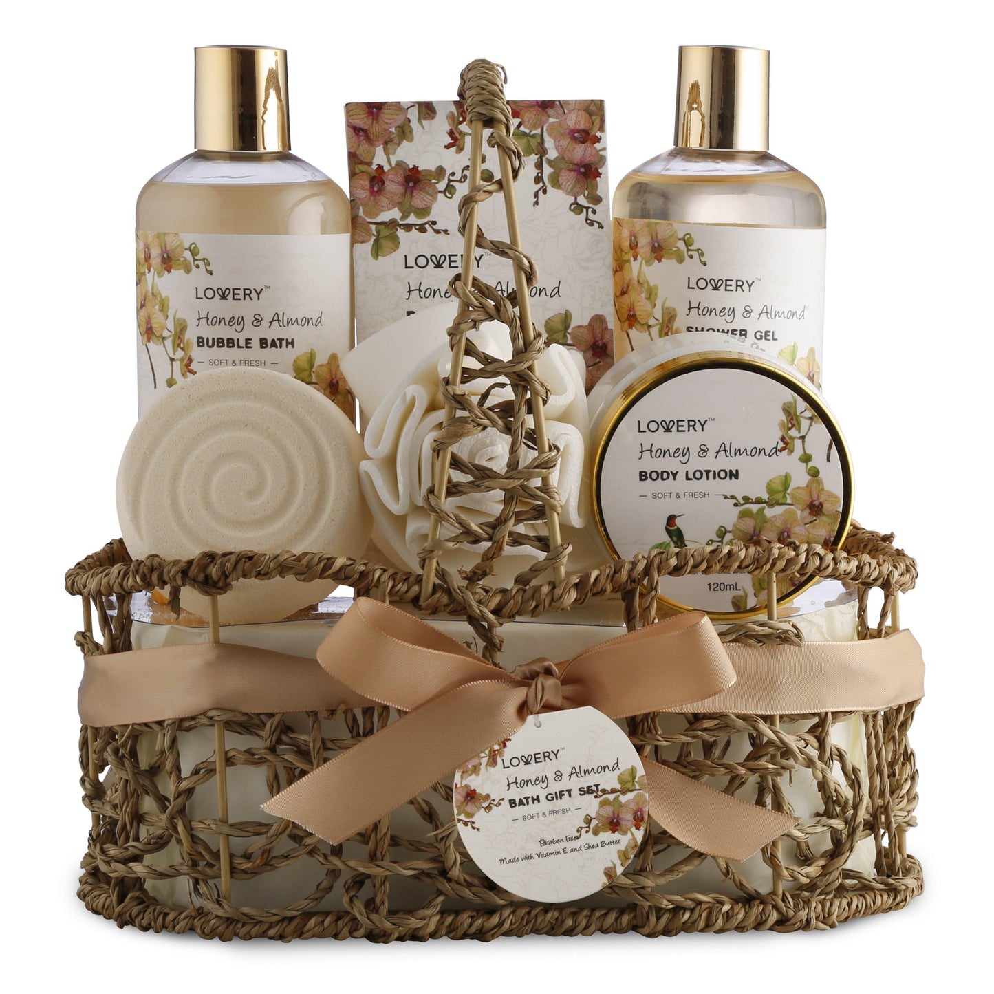 Honey & Almond Handmade Body Care Set - 7Pc Home Bath Gift