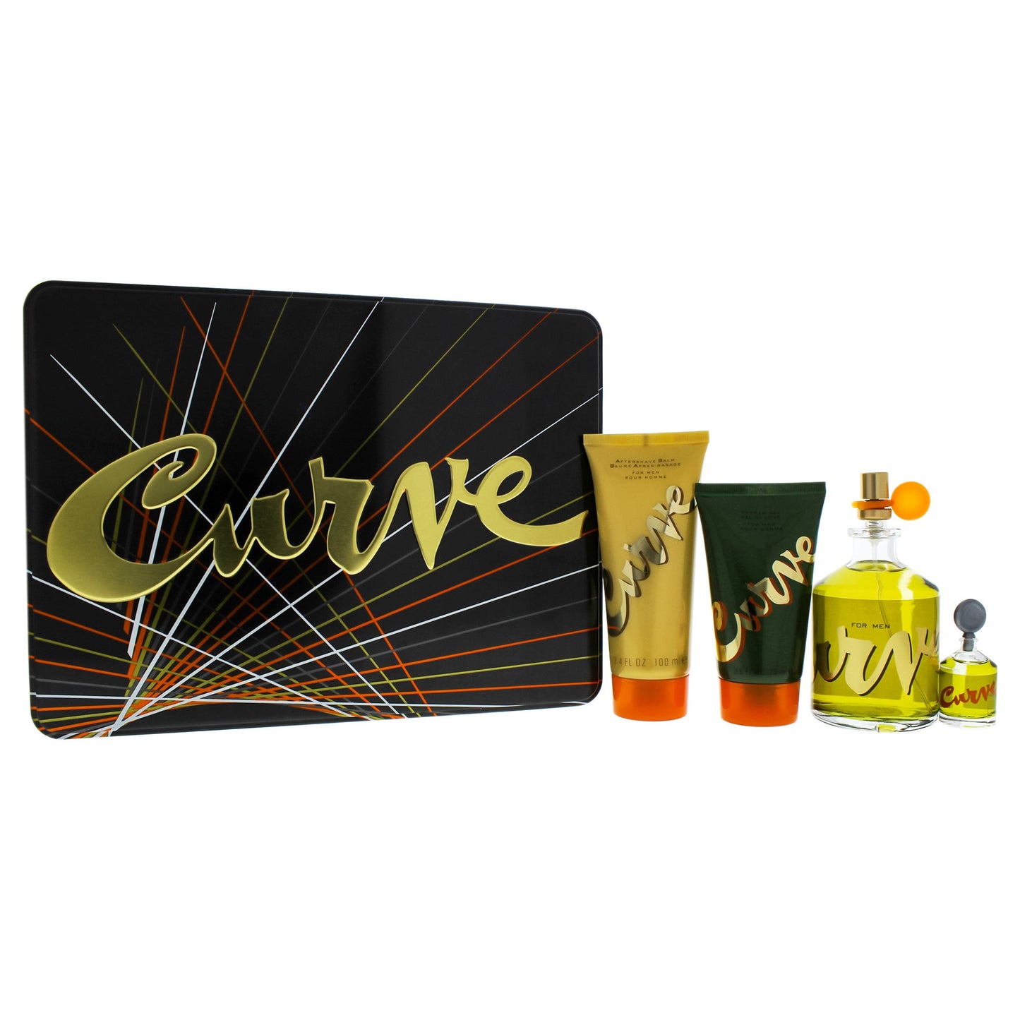 Curve by Liz Claiborne for Men 4 Pc Gift Set 4.2oz Cologne Spray, 0.25oz Cologne Splash, 3.4oz After Shave Balm, 2.5oz Shower Gel