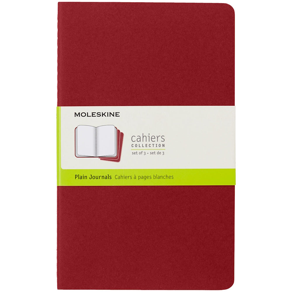 Moleskine Cahier Journals Large Cranberry Red Plain Pack 3