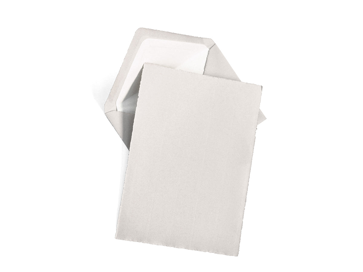 A5 Laid Deckled Edge Letter Sheets and Envelopes, Grey, Gold Gift Box Set of 25