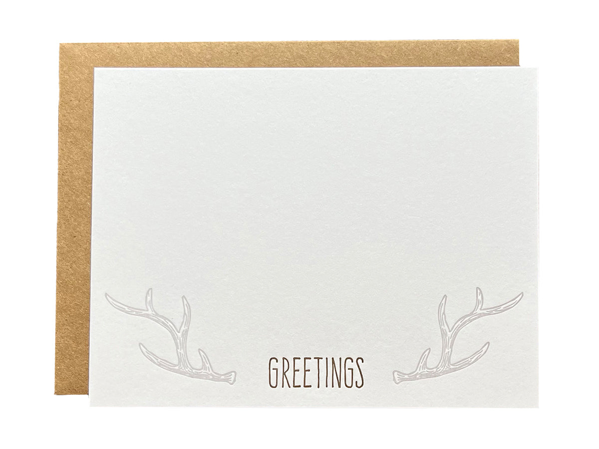 Greetings Antlers Flat Stationery
