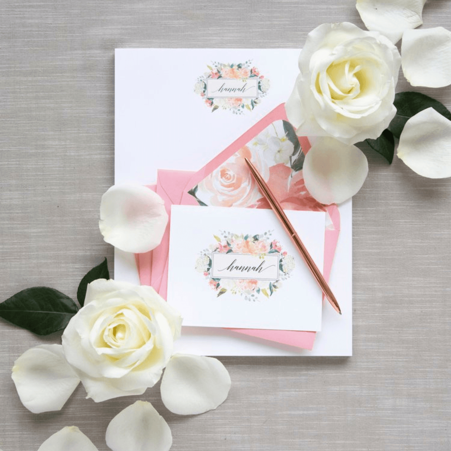 Blossom Bouquet Personalized Folded Notes - D42 - CR16