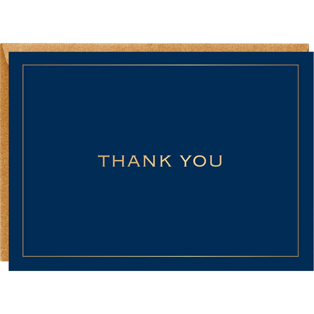 {Waste Not Paper} Thank You Notecards :: Navy Line Gold Foil :: Set of 10