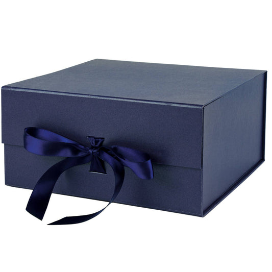 {Wrapaholic} Magnetic Closure Box with Satin Ribbon :: Navy