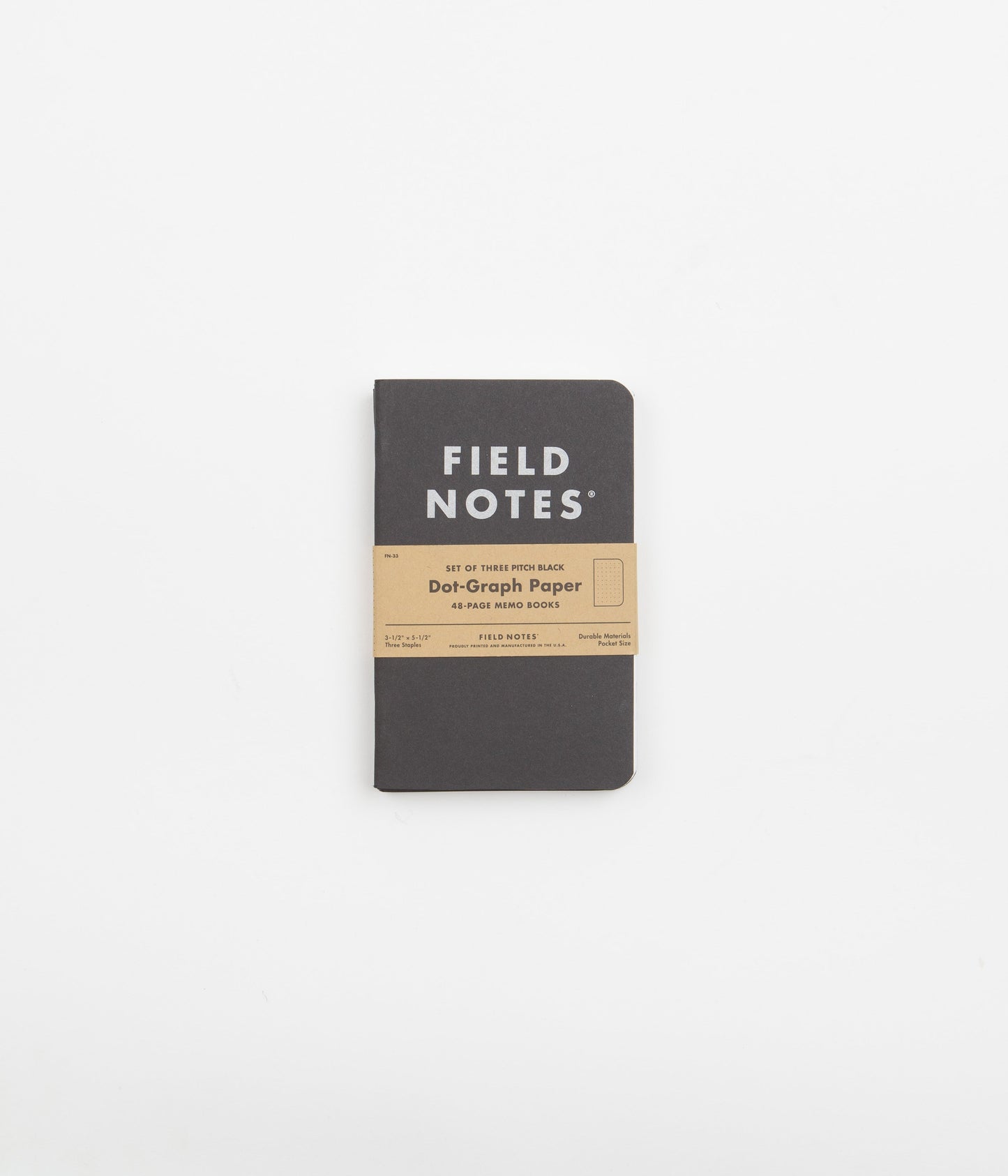 Field Notes Pitch Black Memo Books (3 Pack) - Dot Graph Paper