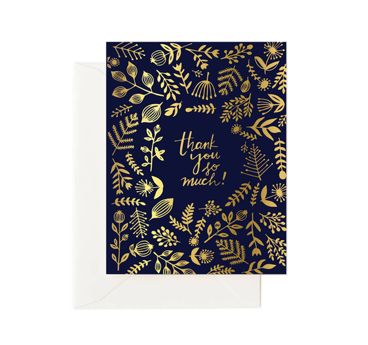 {Forage Paper Co.} Gold Foil Navy Blue Thank You Notecards :: Set of 8