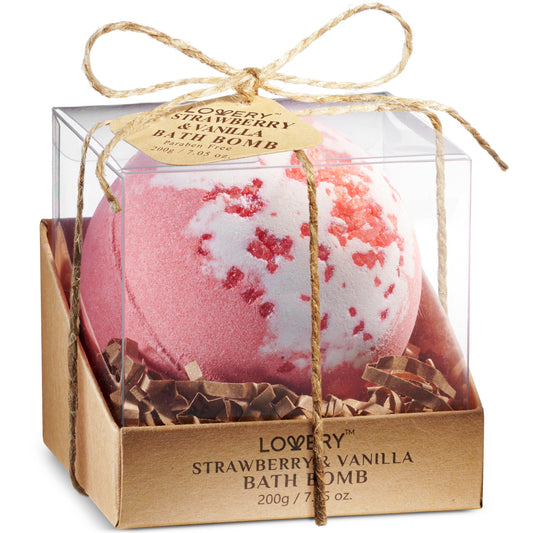 Strawberry and Vanilla Bath Bomb - 7oz Handmade Spa Bath Fizzy