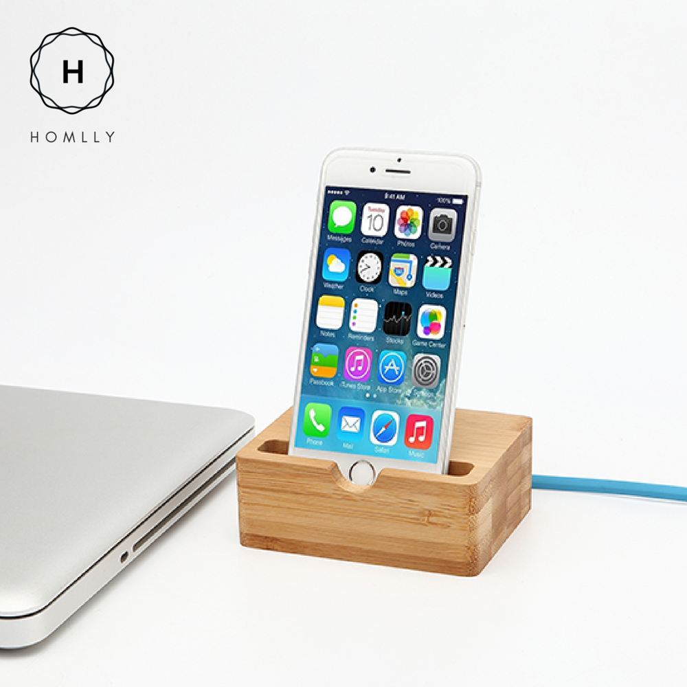 Homlly Woodi Handphone Dock Stand with Charging Slot