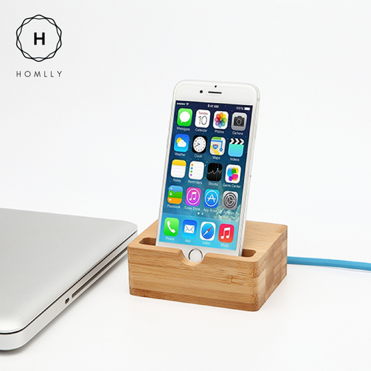 Homlly Woodi Handphone Dock Stand with Charging Slot