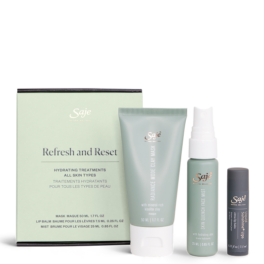 Saje Refresh Reset Set Lip Balm Face Mist Clay Mask Clarify Soothing 3pcs NEW