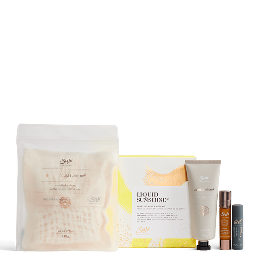 Saje Liquid Sunshine Kit Roll-On Lip Balm Citrus Hand Cream Aromas 5pcs NEW