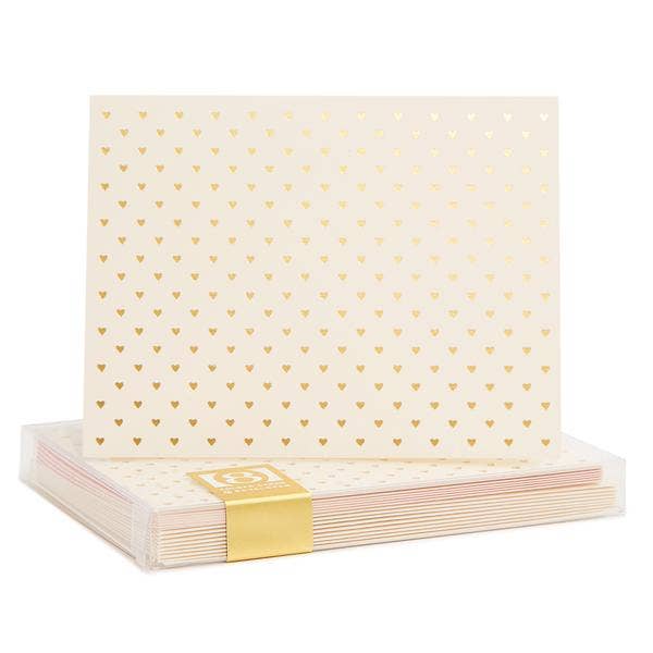 {Snow & Graham} Tiny Gold Hearts Notecards :: Set of 8