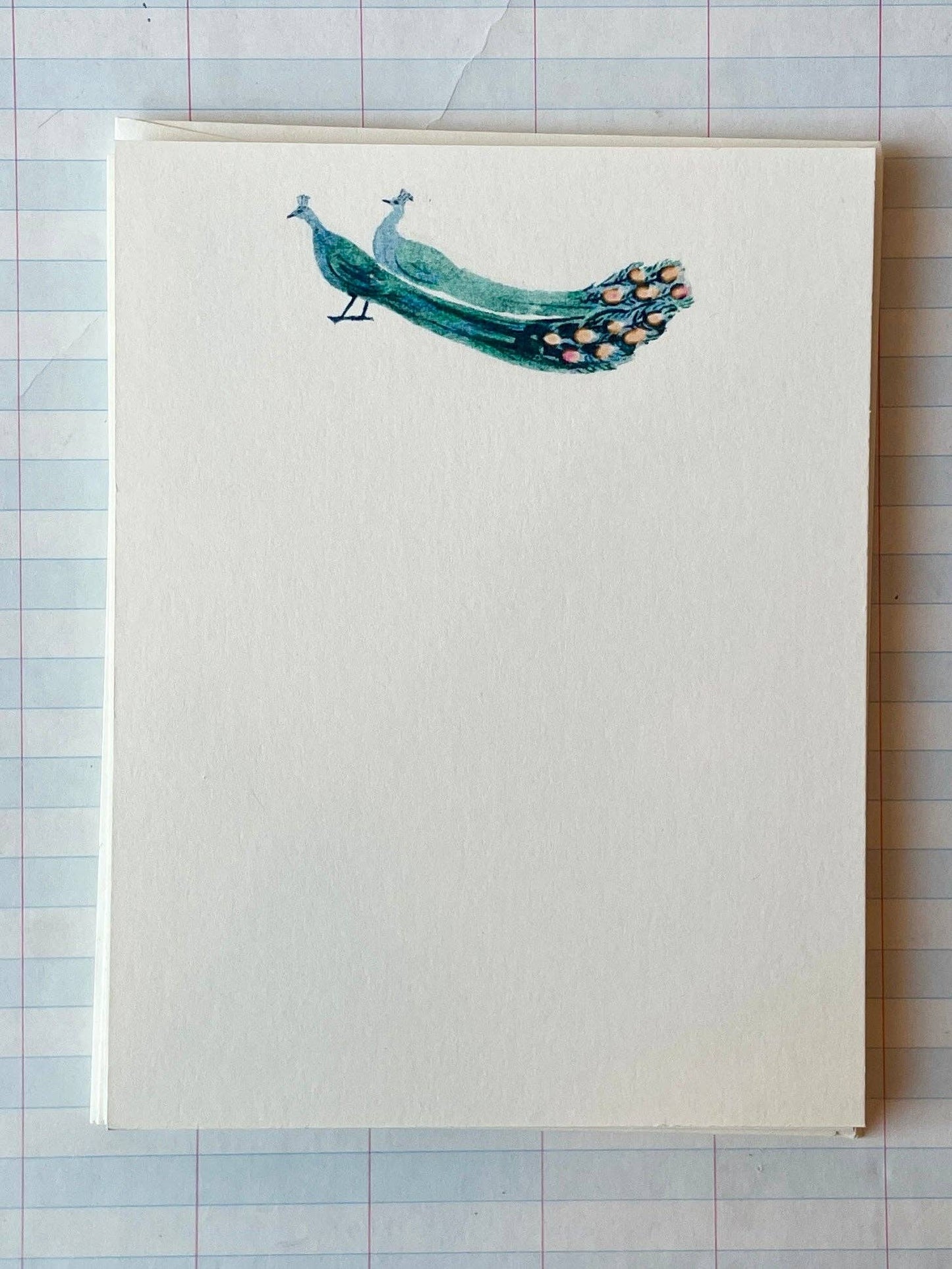{Parcel} Flat Note Cards with Envelopes :: Watercolor Peacock :: Set of 8