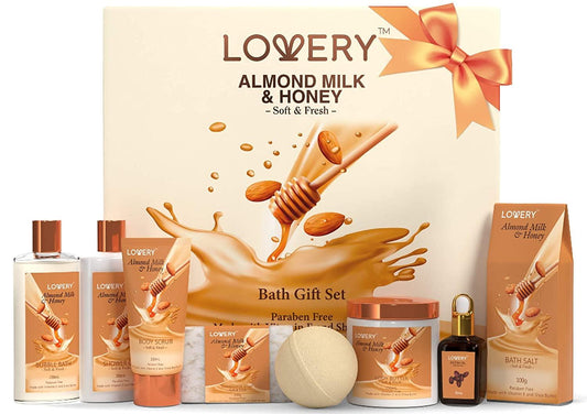 Almond Milk & Honey Home Spa Gift Set - 9Pc Bath and Body Kit