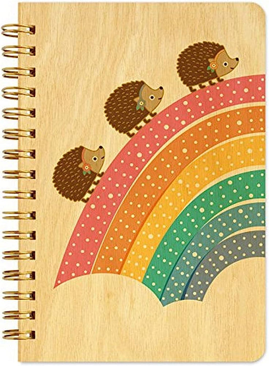 {Night Owl Paper Goods} Wooden Cover Notebook :: Marching Hedgehogs
