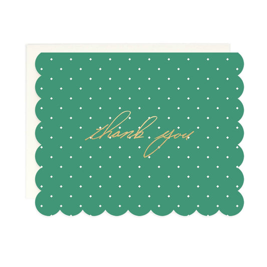 {Amy Heitman} Diamond Dot Scalloped Thank You Notecards :: Set of 8