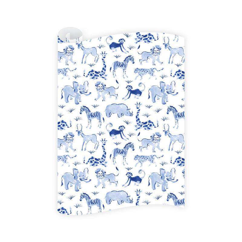 Blue Safari Wrapping Paper Roll