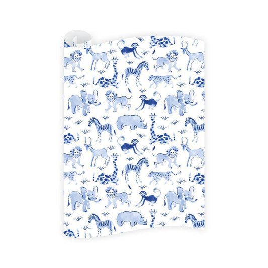 Blue Safari Wrapping Paper Roll