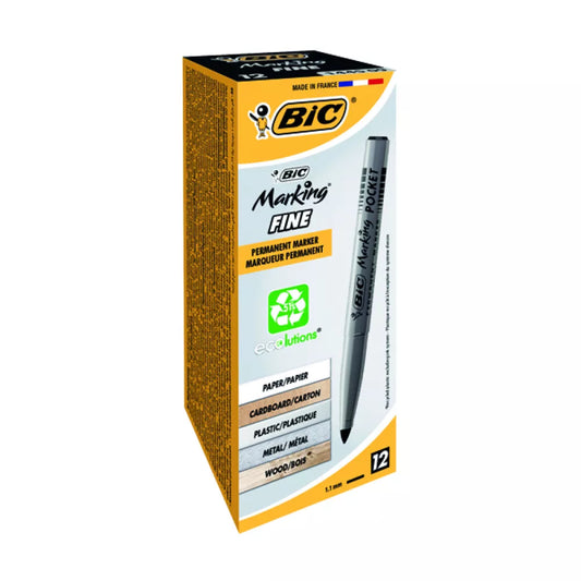 Bic Pocket Permanent Marker Black  12x12's