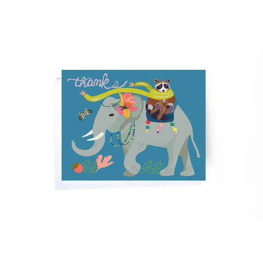 {Elizabeth Grubaugh} Elephant And Racoon Thank You Notecards :: Set of 8