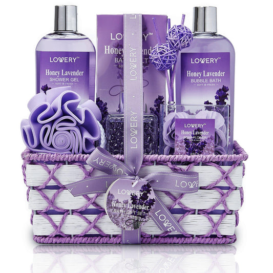 Honey Lavender Home Bath Gift Set -15Pc Relaxation Gifts