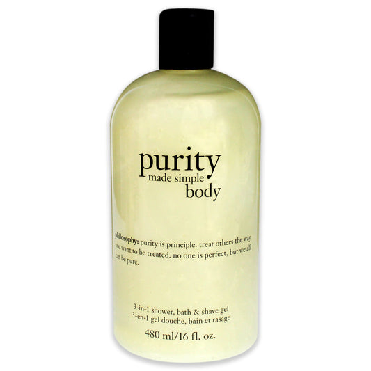 Purity Made Simple Body 3-in-1 Shower Bath & Shave Gel by Philosophy for Unisex 16 oz Shower & Shave Gel