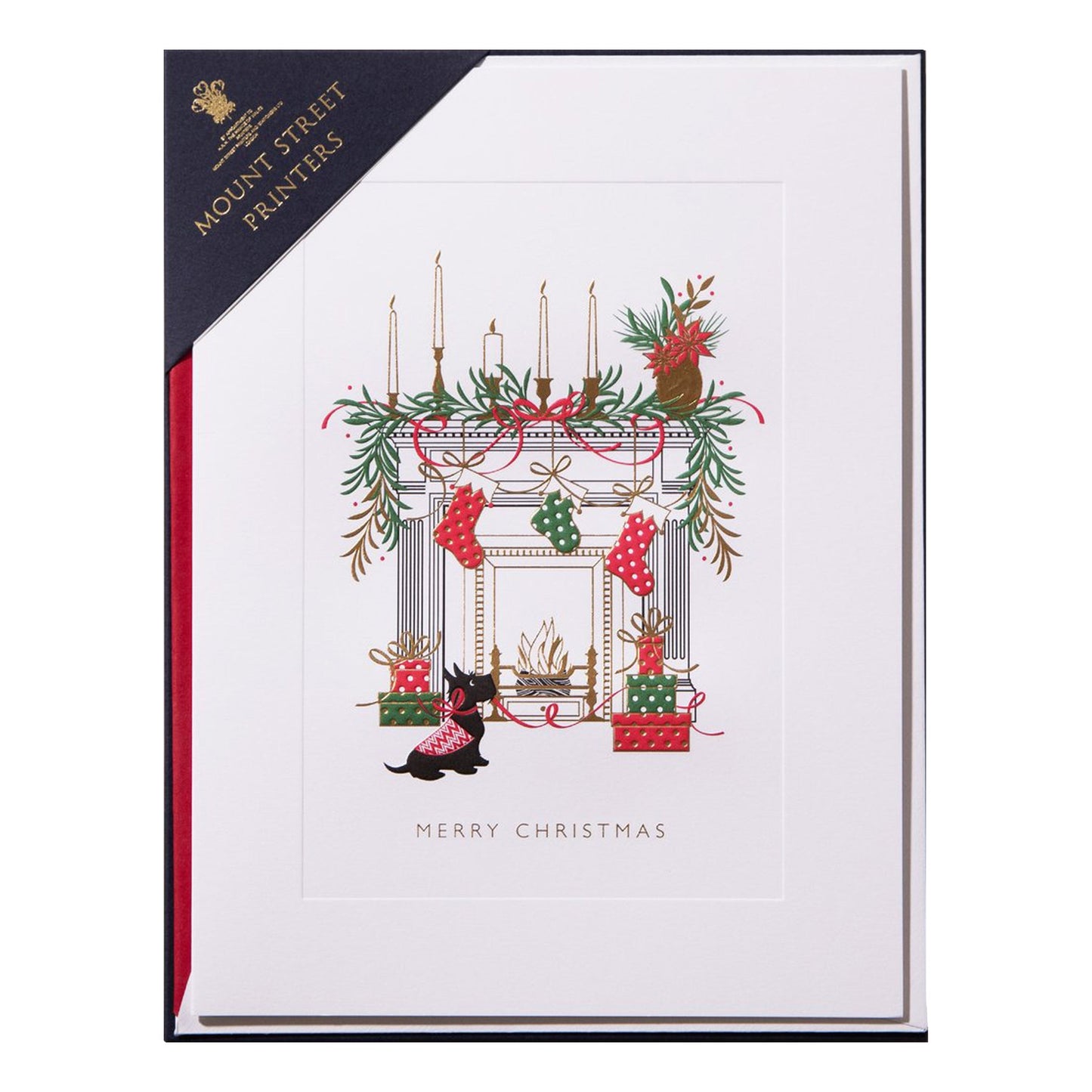 Mount Street Printers Fireside with Scotty Christmas Card Set of 8