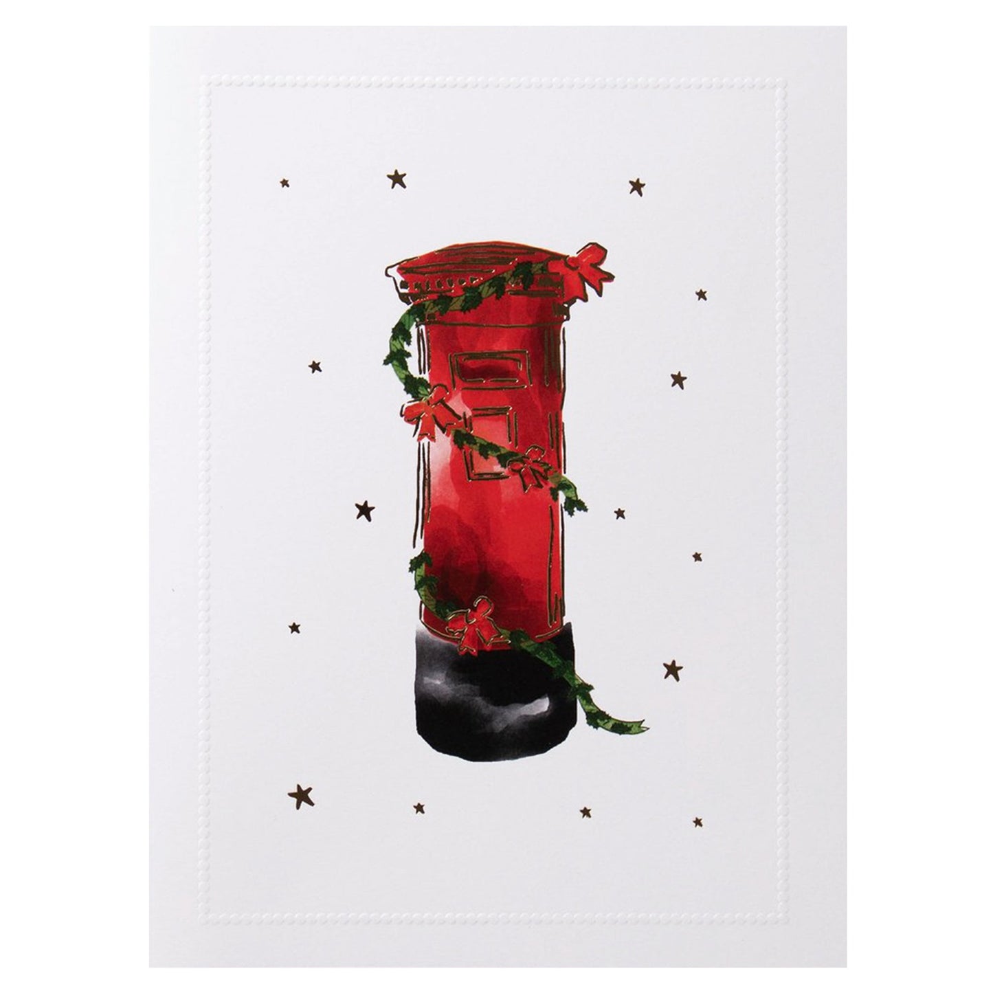 Mount Street Printers Red Postbox Garland Christmas Card Set of 8