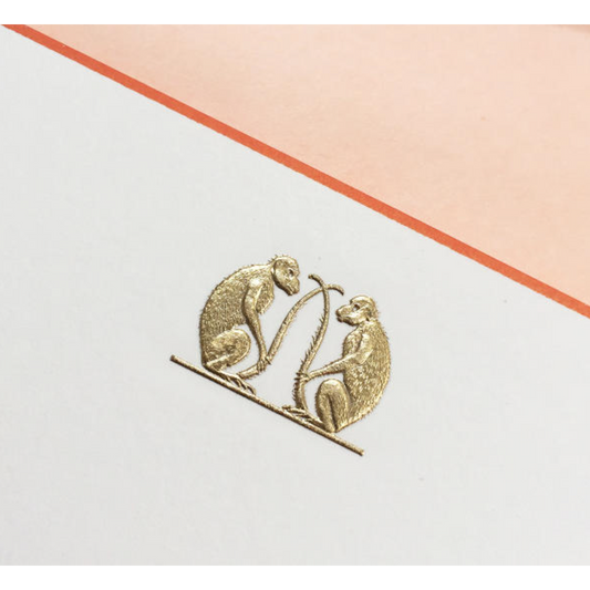 Note Cards - Gold Double Monkeys