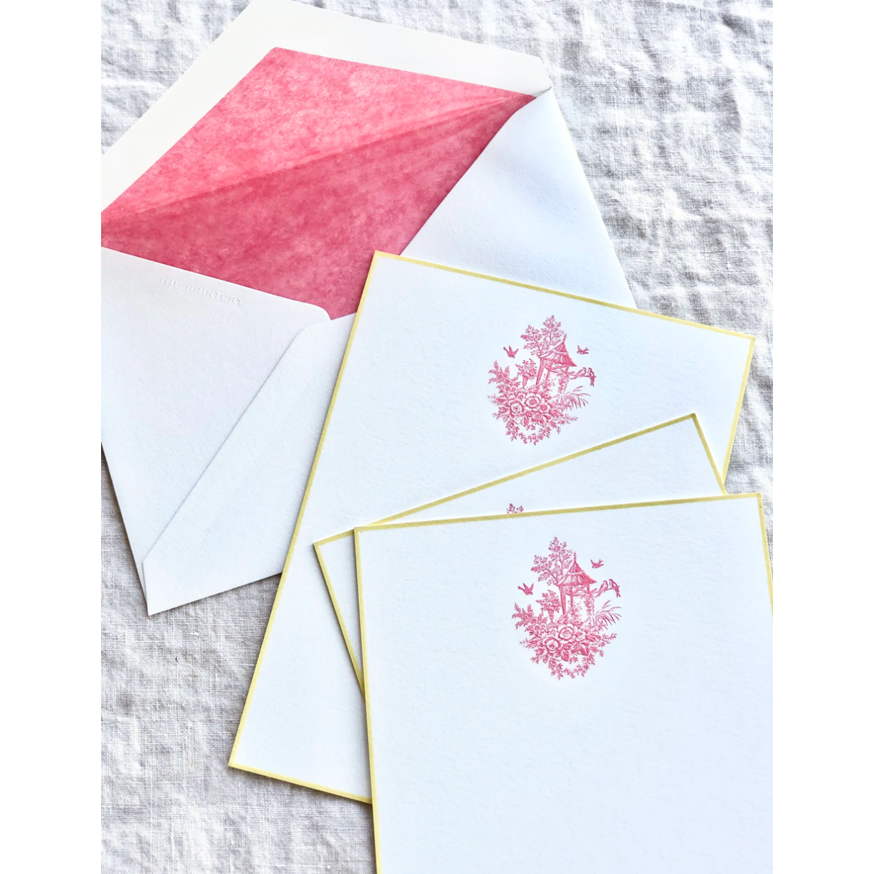 Note Cards - Toile Pink