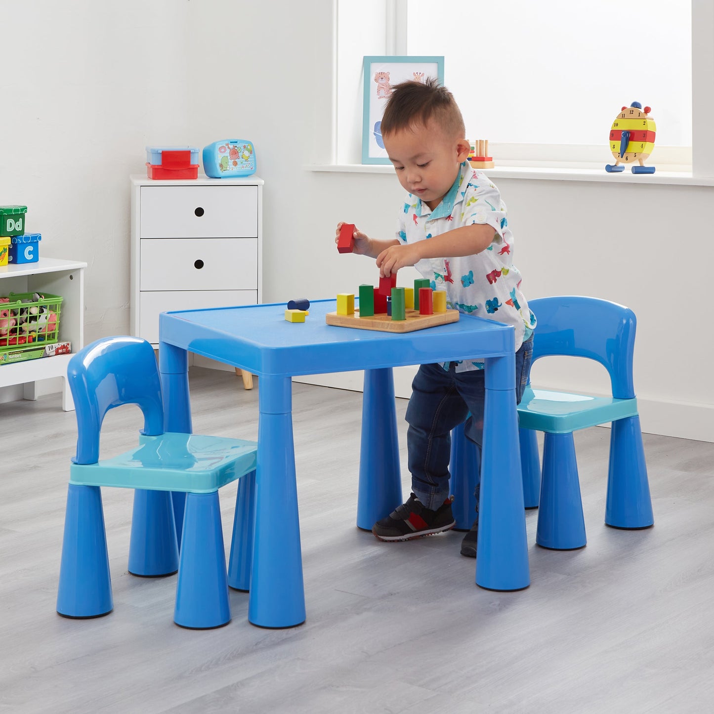 Chunky & Funky Plastic Kid's | Children's Activity Table & 2 Chair Set | Blue