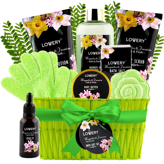 Magnolia and Jasmine Spa Bath Set - 10Pc Self Care Gifts