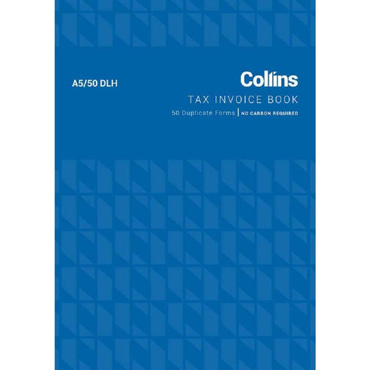 Collins Tax Invoice A5/50DLh Duplicate No Carbon Required