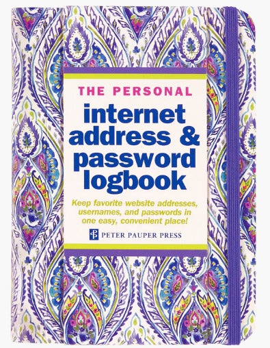 Internet & Address Password Log Book