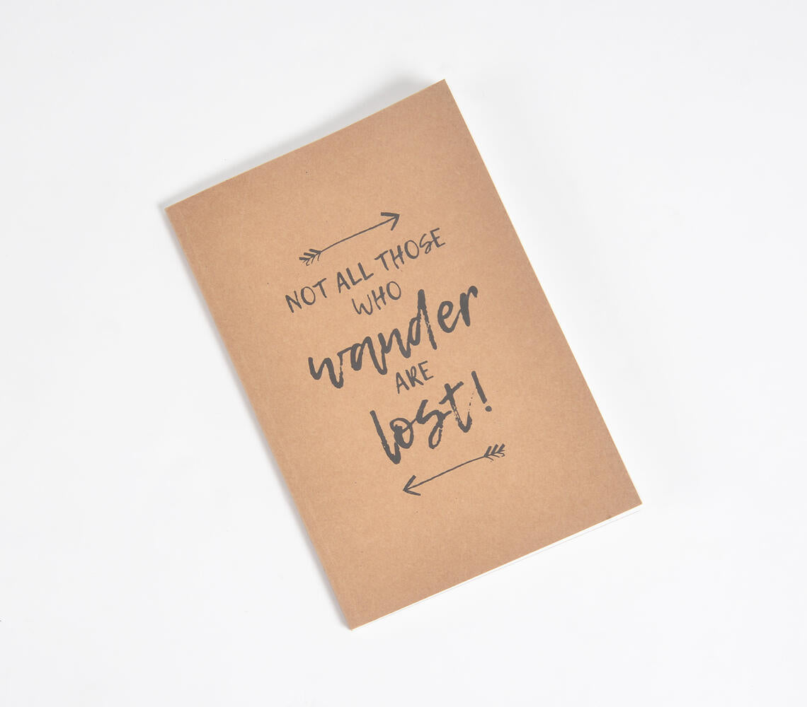 Screen Printed Brown Notebook with Quote Q