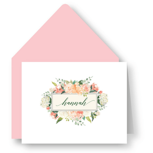 Blossom Bouquet Personalized Folded Notes - D42 - CR16