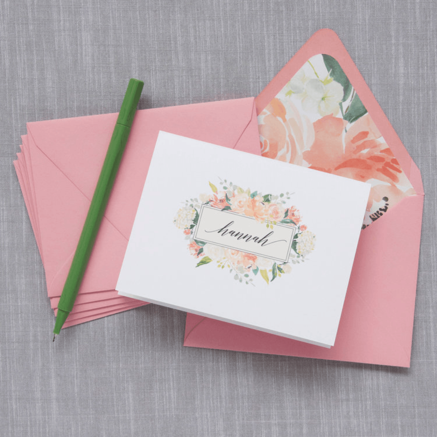 Blossom Bouquet Personalized Folded Notes - D42 - CR16