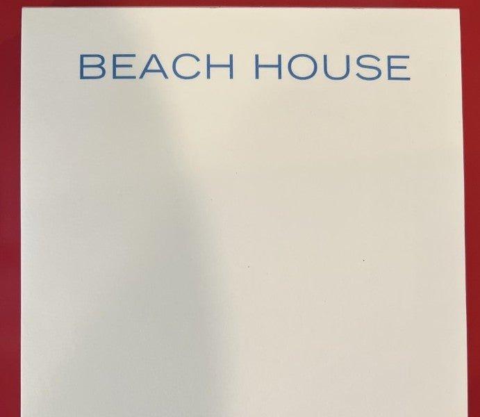 Bone White Note Pad with Blue "Beach House" Text