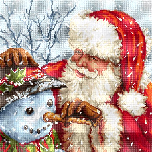 Counted Cross Stitch Kit Santa Claus and Snowman Leti919