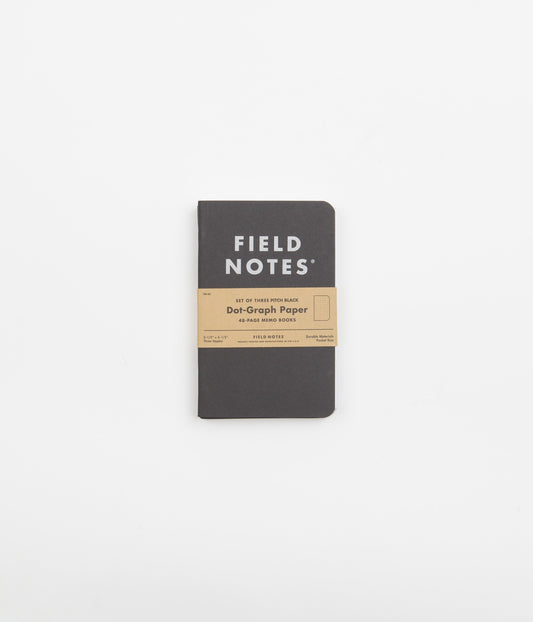 Field Notes Pitch Black Memo Books (3 Pack) - Dot Graph Paper