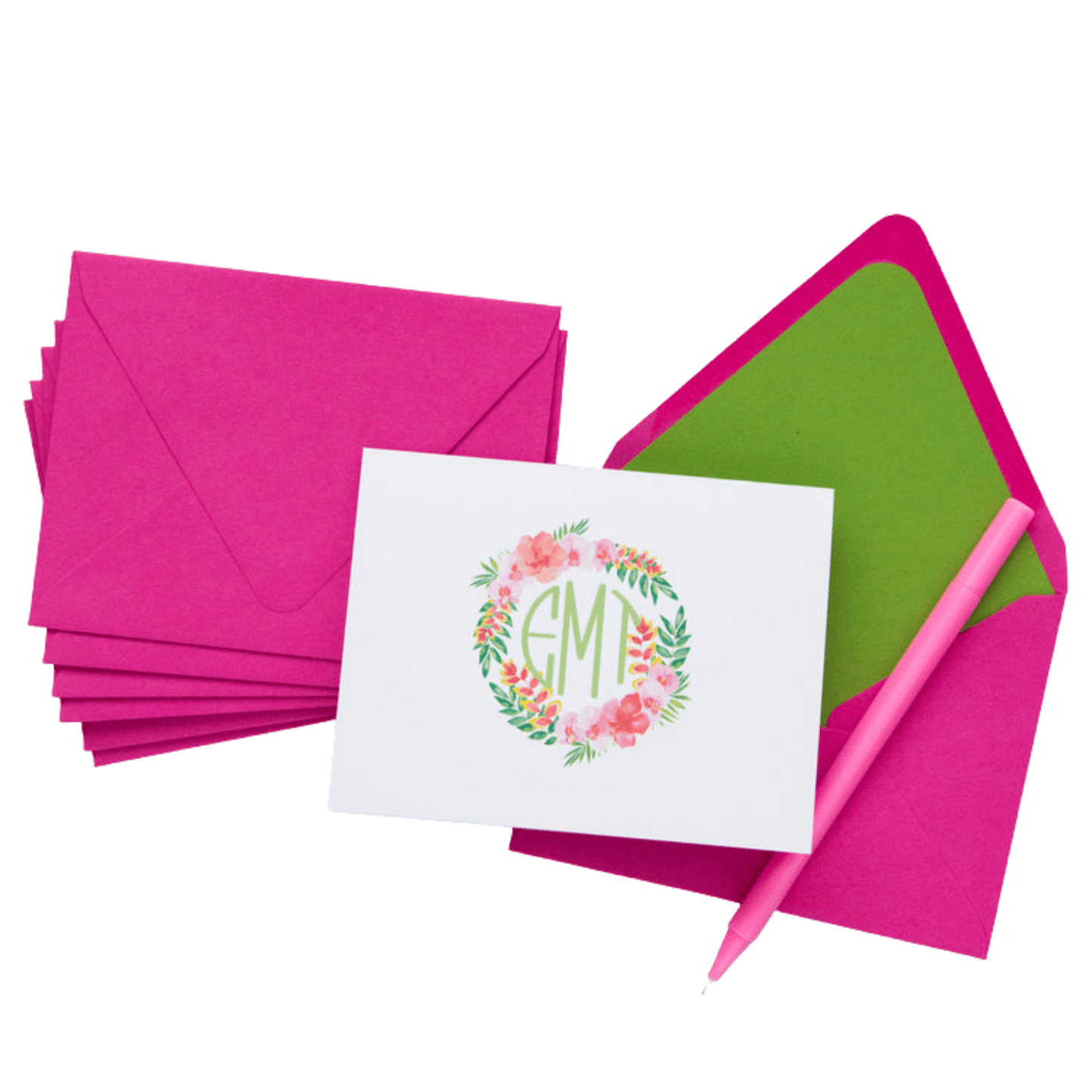 Fuchsia Flowers Personalized Folded Notes - D3 - CR33