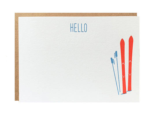 Hello Skis Flat Stationery