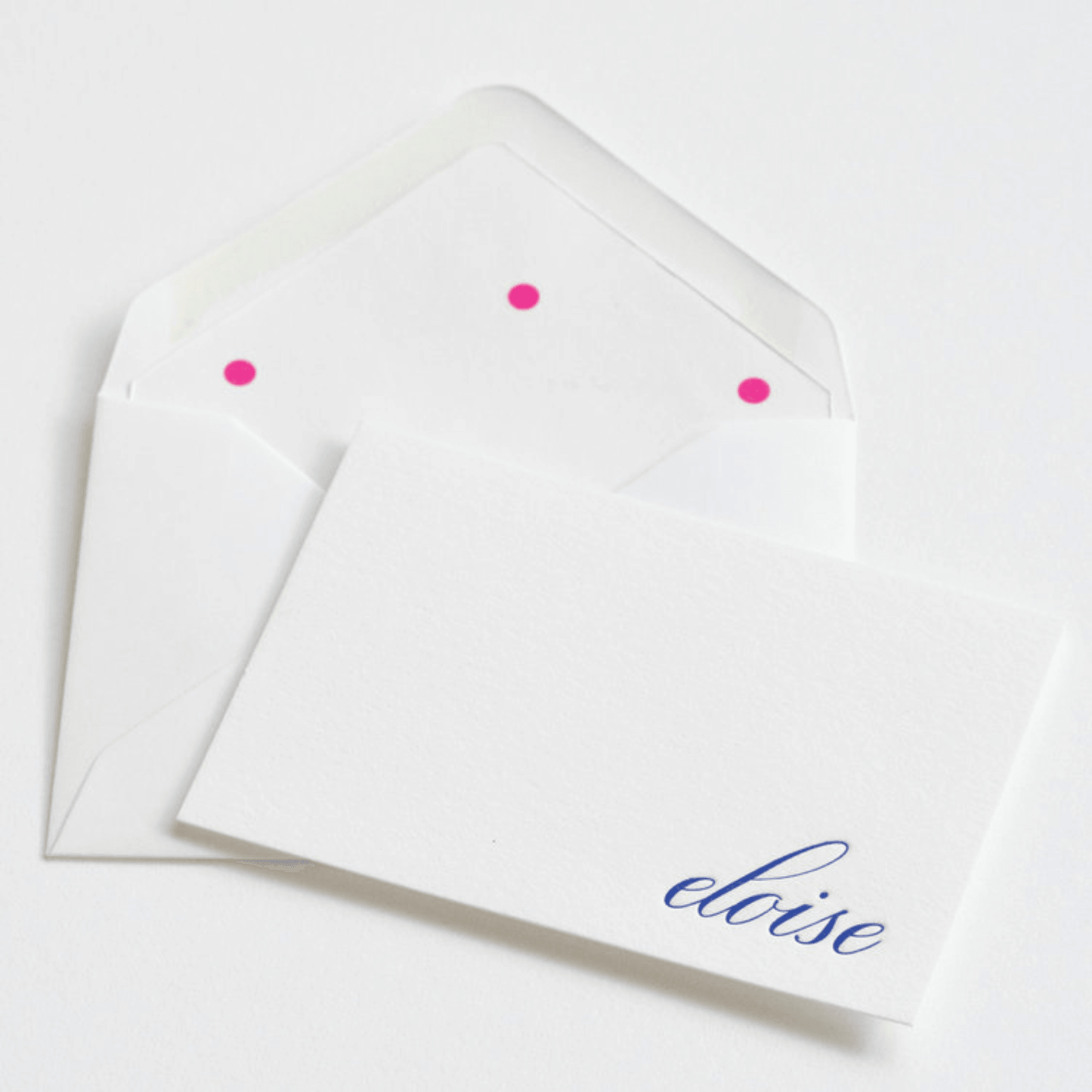Hot Pink and Blue Scroll Design 68 Personalized Letterpress Note & Enclosure Cards